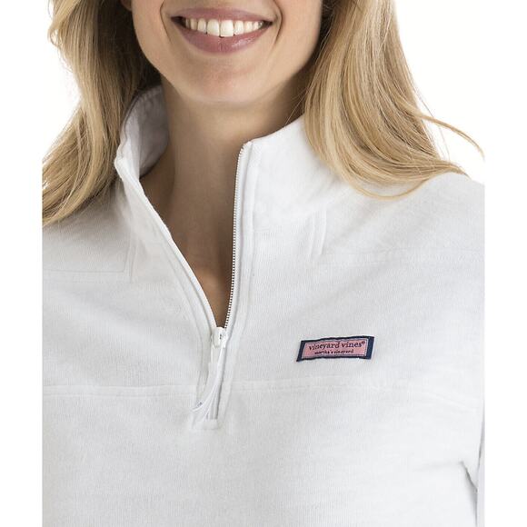 Vineyard Vines Garment Dyed Relaxed Slub Shep Shirt 1/4 Zip Pullover White M - Picture 6 of 16